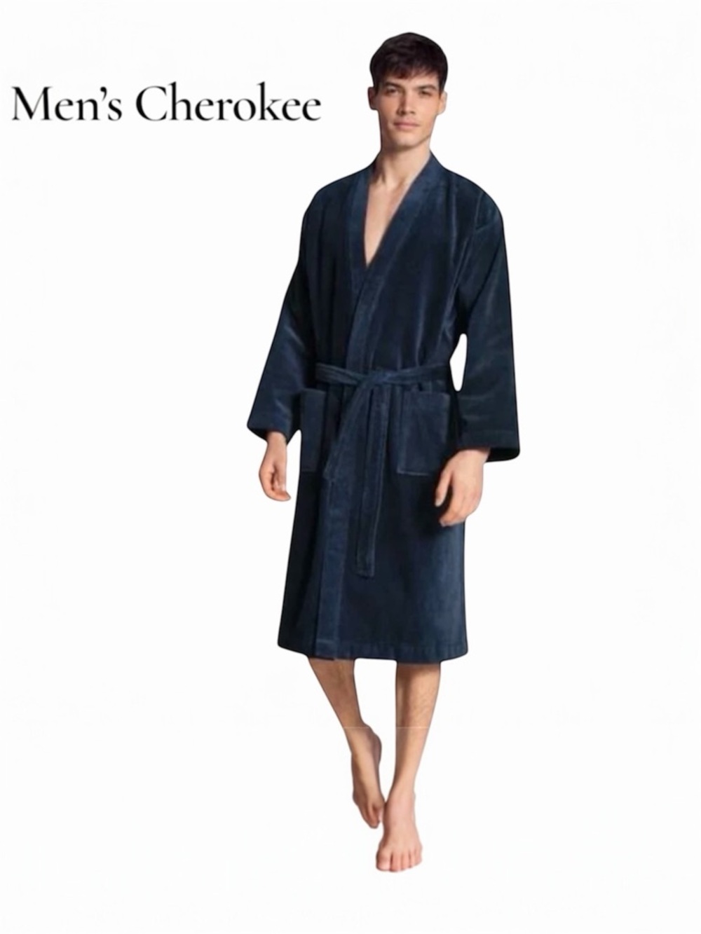 Vtg Cherokee Navy Cotton
Terrycloth Pockets Oversized
Bathrobe Mens Size XL A-24